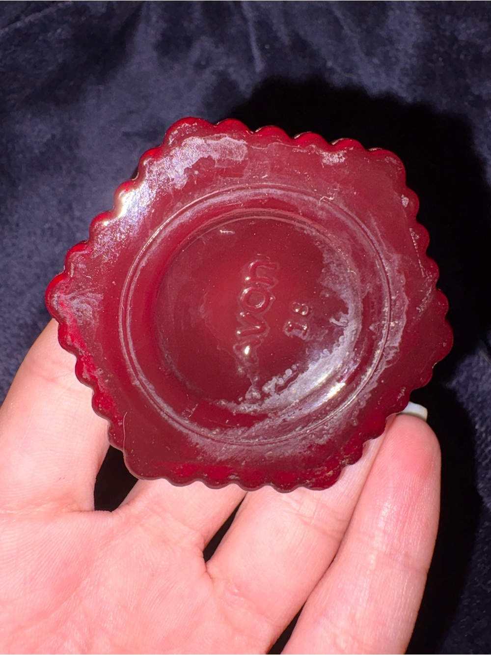 Avon Scalloped Ruby Red Trinket Dish